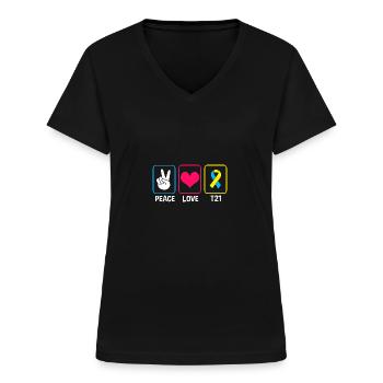 Trisomie 21 - T-shirt col V Femme - noir - Devant - Lela (165cm)