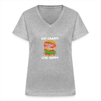 Cheeseburger - Frauen-T-Shirt mit V-Ausschnitt - Grau meliert - Vorne - Lela (165cm)