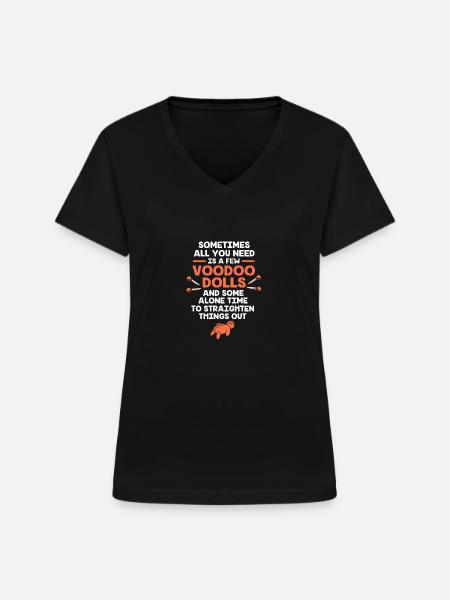 Voodoo - Frauen-T-Shirt mit V-Ausschnitt - Schwarz