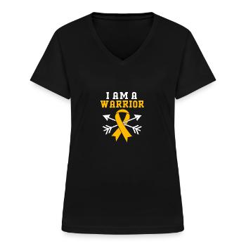 Enfant Cancer Survivant du Cancer - T-shirt col V Femme - noir - Devant - Lela (165cm)