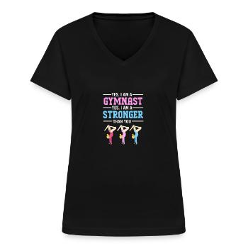 Turner Leichtathletik Gymnastik - Frauen-T-Shirt mit V-Ausschnitt - Schwarz - Vorne - Lela (165cm)