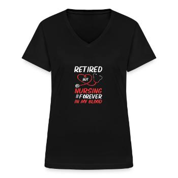 Krankenschwester Rente - Frauen-T-Shirt mit V-Ausschnitt - Schwarz - Vorne - Lela (165cm)