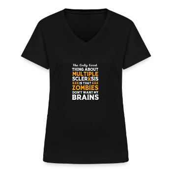 Multiple Sklerose MS - Frauen-T-Shirt mit V-Ausschnitt - Schwarz - Vorne - Lela (165cm)
