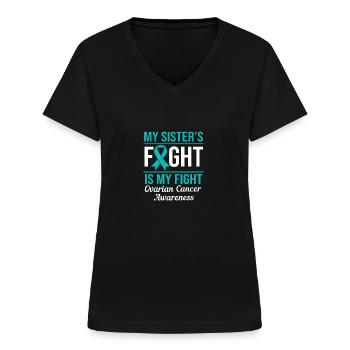 Eierstockkrebs Krebs-Überlebender Krebs - Frauen-T-Shirt mit V-Ausschnitt - Schwarz - Vorne - Lela (165cm)