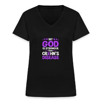 Maladie de Crohn - T-shirt col V Femme - noir - Devant - Lela (165cm)