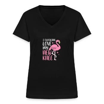 Chirurgie du genou - T-shirt col V Femme - noir - Devant - Lela (165cm)