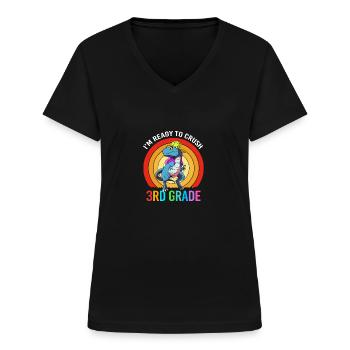 3rd Grade - Women's V-neck T-shirt - black - Front - Lela (165cm)