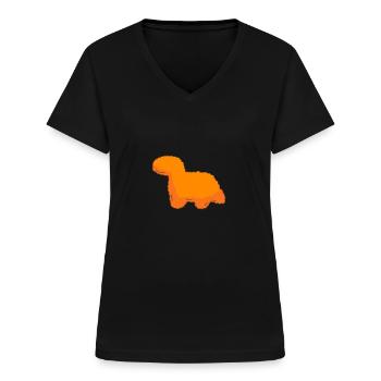 Chicken Nuggets - Women's V-neck T-shirt - black - Front - Lela (165cm)