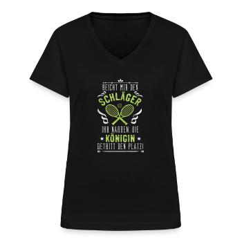 Schöner Tennistrainerin Spruch, Tennis Geschenk - Frauen-T-Shirt mit V-Ausschnitt - Schwarz - Vorne - Lela (165cm)