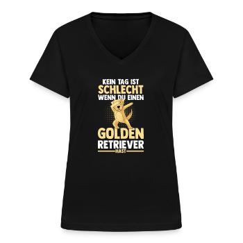 Hund Golden Retriever - Frauen-T-Shirt mit V-Ausschnitt - Schwarz - Vorne - Lela (165cm)