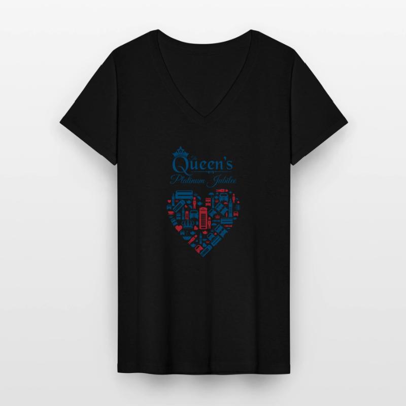 British Queen Monarchy Platinum Jubilee Women's V-neck T-shirt