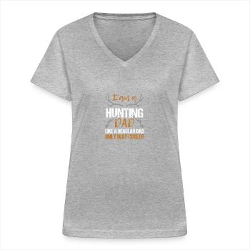 Chasseur Chasse Chasse chasse cerf cadeau T-shirt - T-shirt col V Femme - gris chiné - Devant - Lela (165cm)