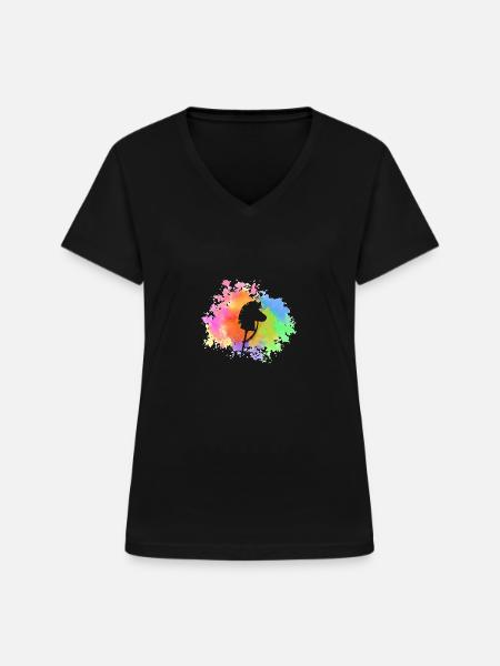 Steckenpferd Hobby Horsing - Frauen-T-Shirt mit V-Ausschnitt - Schwarz