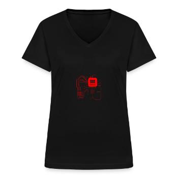 Computer chip, CPU heart - Computer Geek - Women's V-neck T-shirt - black - Front - Lela (165cm)