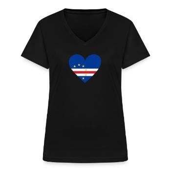 Cœur du Cap-Vert - T-shirt col V Femme - noir - Devant - Lela (165cm)