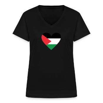 Palestine Heart - Women's V-neck T-shirt - black - Front - Lela (165cm)