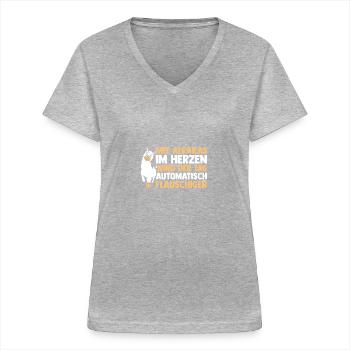 Alpaga - T-shirt col V Femme - gris chiné - Devant - Lela (165cm)