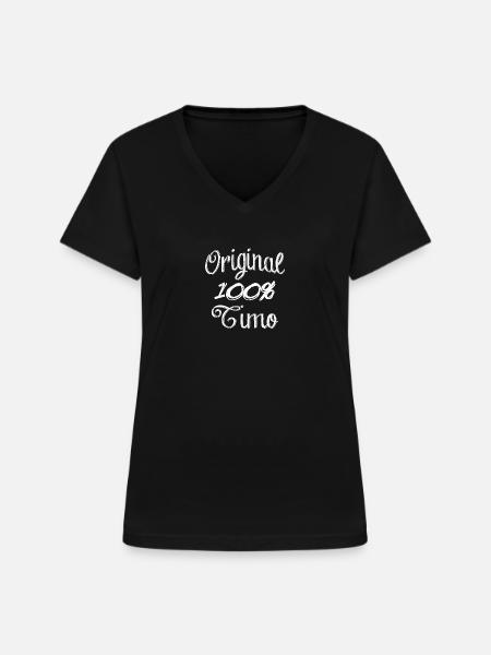 Original 100% Timo - Frauen-T-Shirt mit V-Ausschnitt - Schwarz