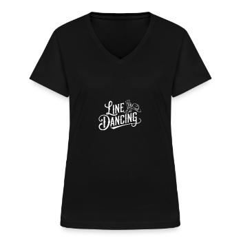 Line Dancing Country Dance - Line Dance Tanzen - Frauen-T-Shirt mit V-Ausschnitt - Schwarz - Vorne - Lela (165cm)