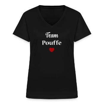 Team Pouffe - T-shirt col V Femme - noir - Devant - Lela (165cm)