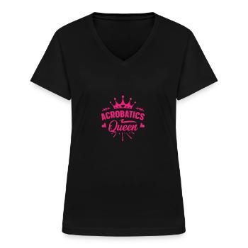 Queen Graphic Gymnast Gymnastics Acrobat Acrobatic - Frauen-T-Shirt mit V-Ausschnitt - Schwarz - Vorne - Lela (165cm)