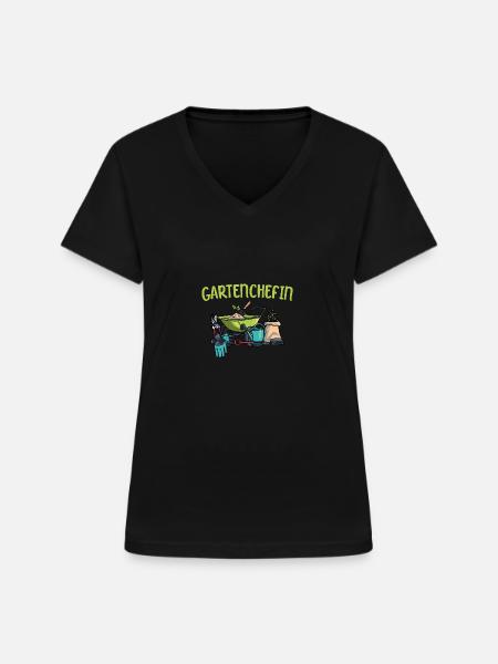 Gartenchefin Gärtnerin Hobbygärtnerin Geschenk - Frauen-T-Shirt mit V-Ausschnitt - Schwarz