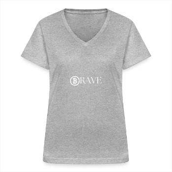 Bitcoin Brave - Women's V-neck T-shirt - sports grey - Front - Lela (165cm)