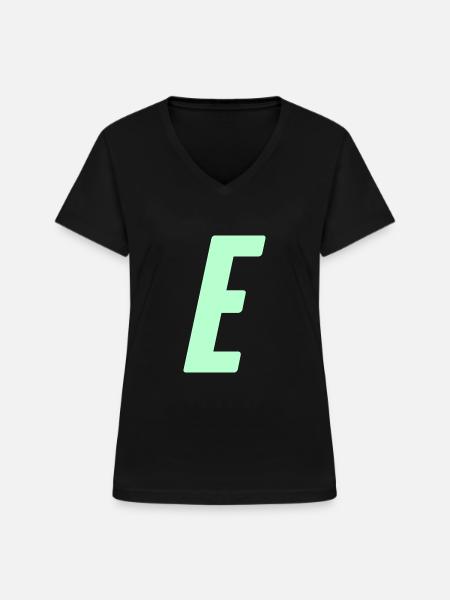 E - Frauen-T-Shirt mit V-Ausschnitt - Schwarz