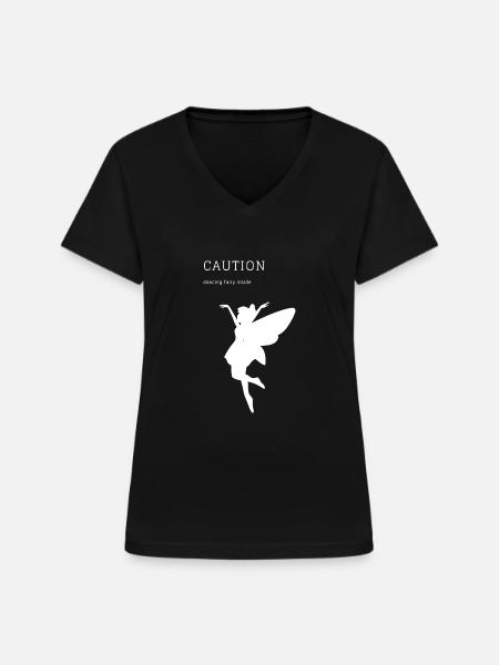CAUTION - Frauen-T-Shirt mit V-Ausschnitt - Schwarz