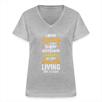 Vêtements Fil Mode Couturière - T-shirt col V Femme - gris chiné - Devant - Lela (165cm)