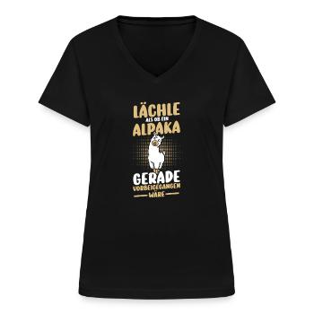 Alpaga - T-shirt col V Femme - noir - Devant - Lela (165cm)