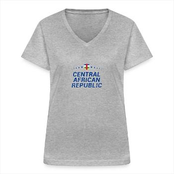 Zentralafrikanische Republik - Frauen-T-Shirt mit V-Ausschnitt - Grau meliert - Vorne - Lela (165cm)