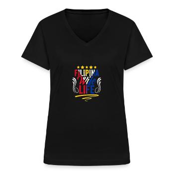 Awesome Filipina Wife Life For Philippine Fan - Frauen-T-Shirt mit V-Ausschnitt - Schwarz - Vorne - Lela (165cm)