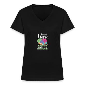 I Turn Yarn Into Things Häkeln Stricken - Frauen-T-Shirt mit V-Ausschnitt - Schwarz - Vorne - Lela (165cm)