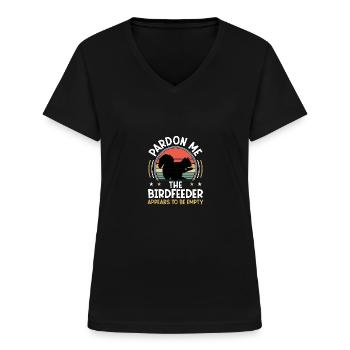 Pardon Me Squirrel Birdfeeder Empty Eichhörnchen - Women's V-neck T-shirt - black - Front - Lela (165cm)