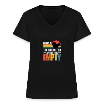 Pardon Me Squirrel Birdfeeder Empty Eichhörnchen - Women's V-neck T-shirt - black - Front - Lela (165cm)