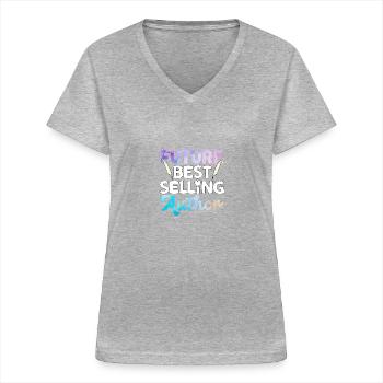 Future Best Selling Author Writer - Women's V-neck T-shirt - sports grey - Front - Lela (165cm)