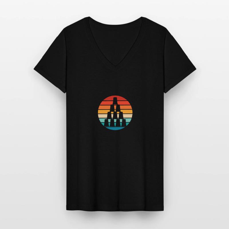 Stack Pyramid Sport Speed Cup Stacker Stacking Women's V-neck T-shirt