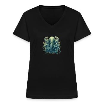 CTHULHU - Frauen-T-Shirt mit V-Ausschnitt - Schwarz - Vorne - Lela (165cm)