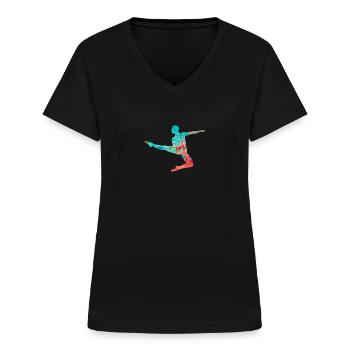 Dancer PopArt - Women's V-neck T-shirt - black - Front - Lela (165cm)