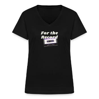 Ace for the record - T-shirt col V Femme - noir - Devant - Lela (165cm)