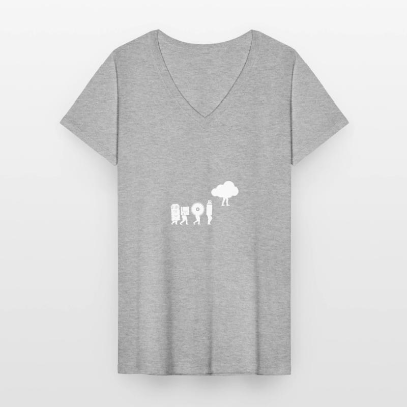 Evolution du stockage des données Codage Informatique Cloud T-shirt col V Femme