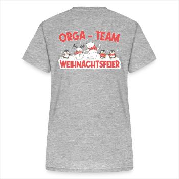 ORGA TEAM Weihnachtsfeier Büro Firma Verein - Frauen-T-Shirt mit V-Ausschnitt - Grau meliert - Hinten - Zoe (177cm)