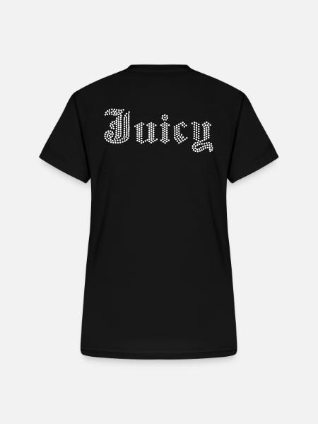 saftiges Strass-Design - Frauen-T-Shirt mit V-Ausschnitt - Schwarz