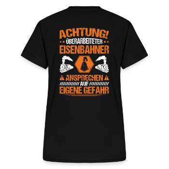 Eisenbahner Triebfahrzeugführer Railroader - Frauen-T-Shirt mit V-Ausschnitt - Schwarz - Hinten - Zoe (177cm)