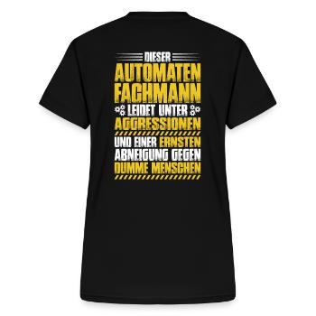Automatenfachmann Automatenfachfrau Automaten - Frauen-T-Shirt mit V-Ausschnitt - Schwarz - Hinten - Zoe (177cm)