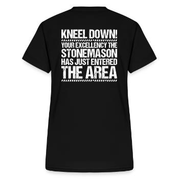 Steinmetz Steinbildhauer Stonemason Stone Mason - Frauen-T-Shirt mit V-Ausschnitt - Schwarz - Hinten - Zoe (177cm)