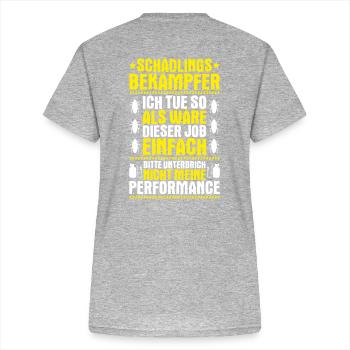 Schädlingsbekämpfer Kammerjäger Exterminator - Frauen-T-Shirt mit V-Ausschnitt - Grau meliert - Hinten - Zoe (177cm)