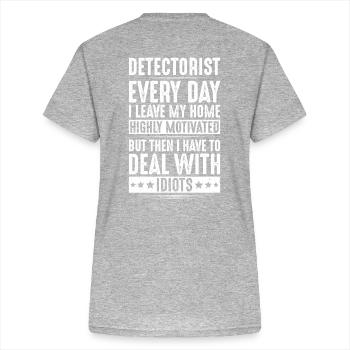 Sondengänger Sondler Metalldetektor Detectorist - Frauen-T-Shirt mit V-Ausschnitt - Grau meliert - Hinten - Zoe (177cm)