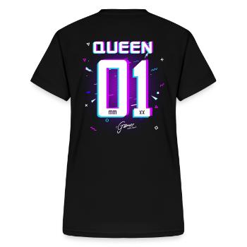 Gamer - King - Queen Geschenk Geschenkidee - Frauen-T-Shirt mit V-Ausschnitt - Schwarz - Hinten - Zoe (177cm)